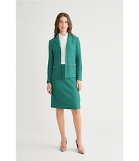 Ming Wang Ottoman Tweed Knit Straight Skirt