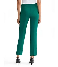 Ming Wang Petite Knit Elastic Waist Straight Leg Pull-On Ankle Pants