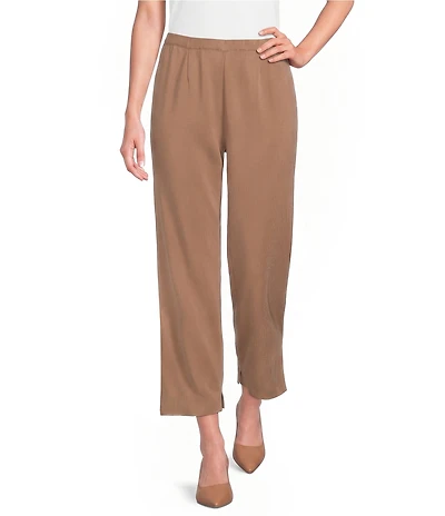 Ming Wang Petite Knit Flat Front Straight Leg Pull-On Pants