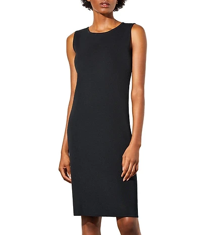 Ming Wang Petite Knit Round Neck Sleeveless Sheath Dress