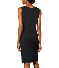 Ming Wang Petite Knit Round Neck Sleeveless Sheath Dress
