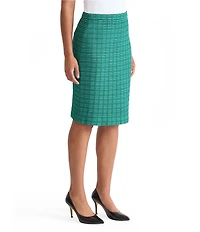 Ming Wang Petite Ottoman Tweed Knit Straight Skirt