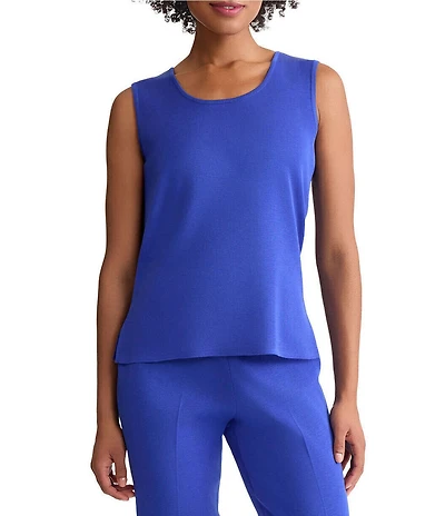 Ming Wang Petite Scoop Neck Sleeveless Side Slit Knit Tank Top