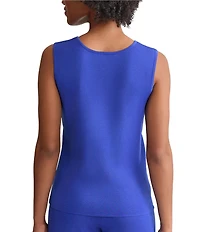 Ming Wang Petite Scoop Neck Sleeveless Side Slit Knit Tank Top
