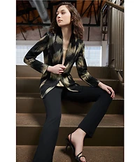 Ming Wang Petite Size Scoop Neck Sleeveless Side Slit Metallic Shimmer Knit Tank