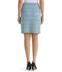 Ming Wang Petite Size Tweed Knit Elastic Waist Straight Skirt