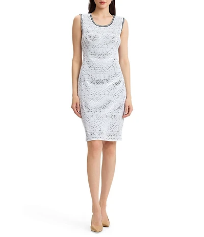 Ming Wang Petite Soft Knit Scoop Neck Sleeveless Sheath Dress