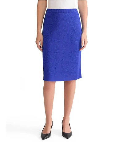 Ming Wang Petite Straight Knit Elastic Waist Skirt