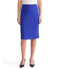 Ming Wang Petite Straight Knit Elastic Waist Skirt