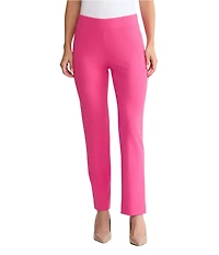 Ming Wang Petite Stretch Crepe Flat Front Straight Leg Ankle Pants