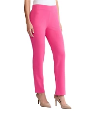 Ming Wang Petite Stretch Crepe Flat Front Straight Leg Ankle Pants