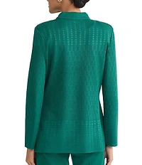 Ming Wang Petite Tailored Tonal Multi-Stitch Knit V-Neck Bracelet Sleeve Jacket