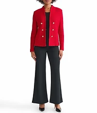 Ming Wang Petite x Tanya Foster Tailored Tonal Eyelash Tweed Knit Long Sleeve Jacket