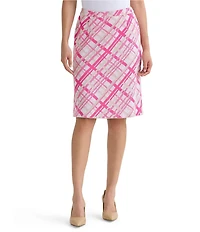 Ming Wang Plaid Knit Straight Skirt