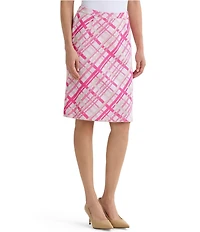 Ming Wang Plaid Knit Straight Skirt