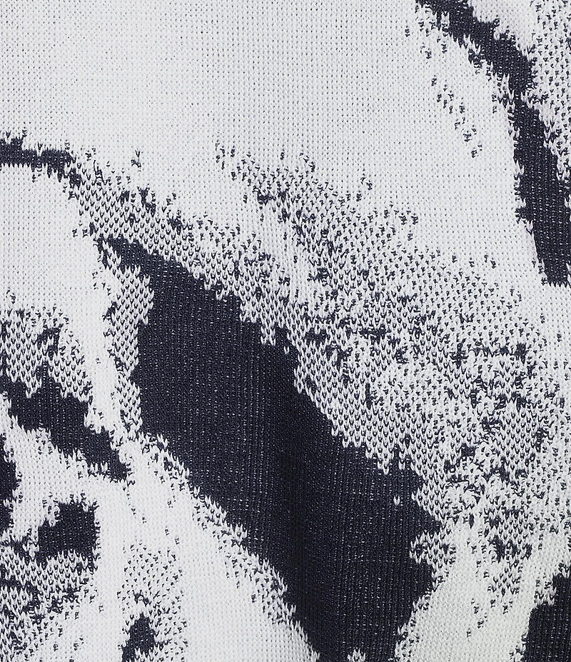 Ming Wang Plus Size Abstract Print Soft Knit Square Neck Elbow Sleeve Tunic