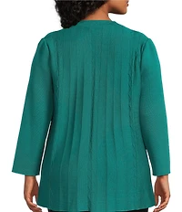 Ming Wang Plus Aria Tonal Multi-Stitch Knit V-Neck Bracelet Sleeve Tunic