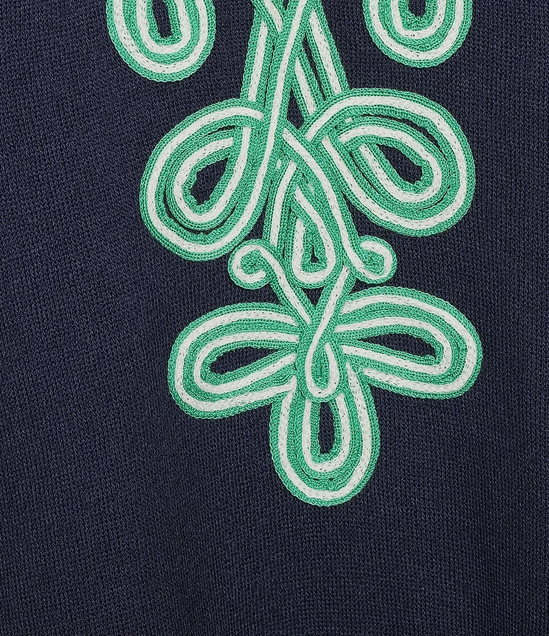 Ming Wang Plus Classic Soutache Soft Knit Split V-Neck 3/4 Sleeve Tunic