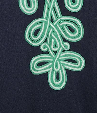 Ming Wang Plus Classic Soutache Soft Knit Split V-Neck 3/4 Sleeve Tunic