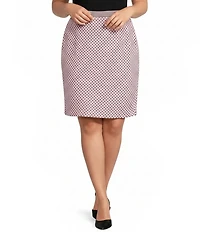 Ming Wang Plus Coordinating Shell Stitch Knit Straight Skirt
