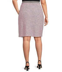 Ming Wang Plus Coordinating Shell Stitch Knit Straight Skirt
