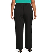 Ming Wang Plus Crepe De Chine Straight Leg Pants