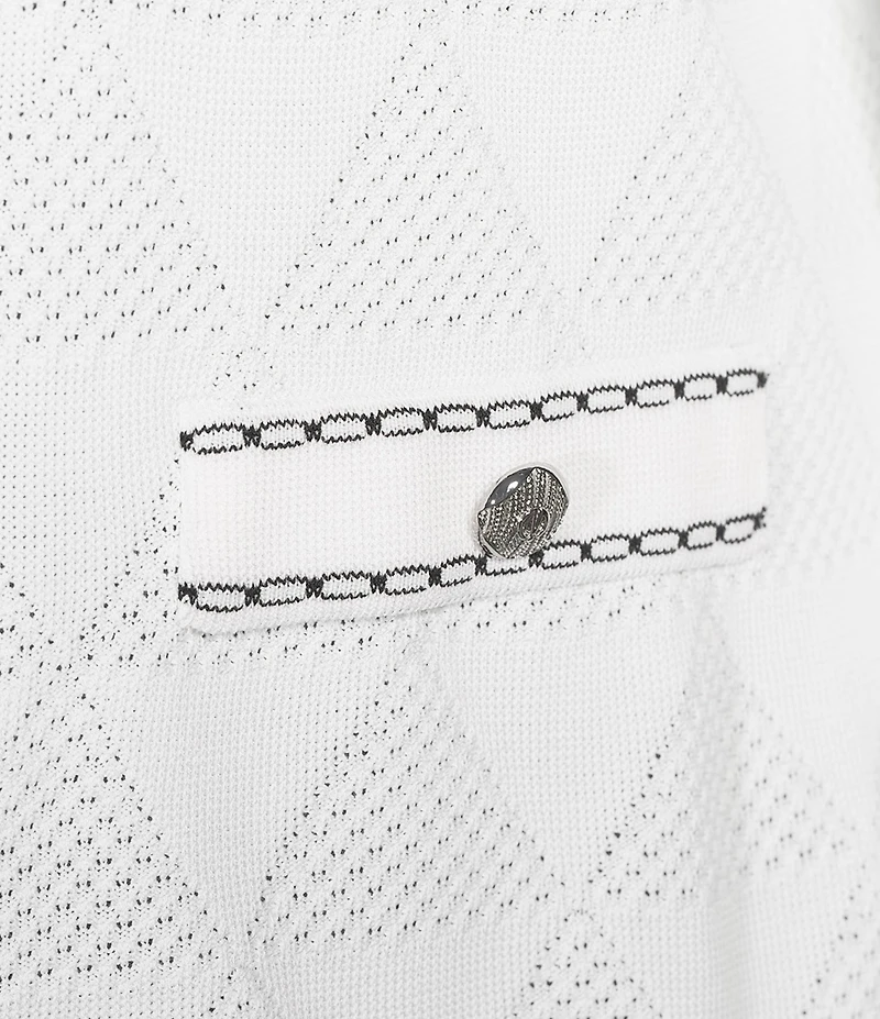 Ming Wang Plus Diamond Faux Link Trim Crew Neck Bracelet Sleeve Jacket