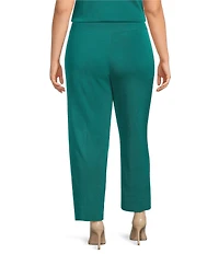 Ming Wang Plus Knit Elastic Waist Straight Leg Pull-On Ankle Pants