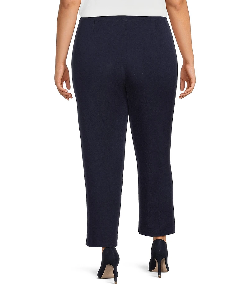 Ming Wang Plus Knit Flat Front Straight Leg Pull-On Pants