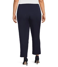 Ming Wang Plus Knit Flat Front Straight Leg Pull-On Pants