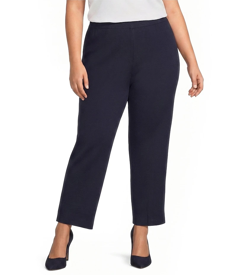 Ming Wang Plus Knit Flat Front Straight Leg Pull-On Pants