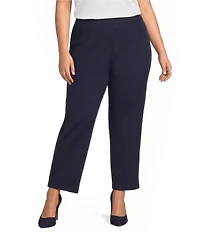 Ming Wang Plus Knit Flat Front Straight Leg Pull-On Pants