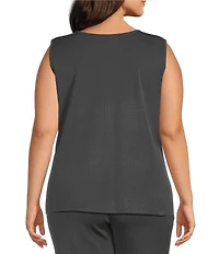 Ming Wang Plus Knit Scoop Neck Sleeveless Tank