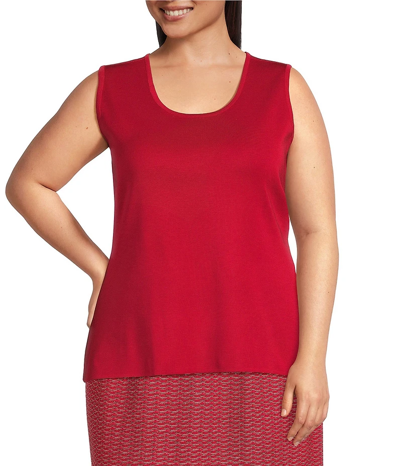 Ming Wang Plus Size Knit Scoop Neck Sleeveless Tank