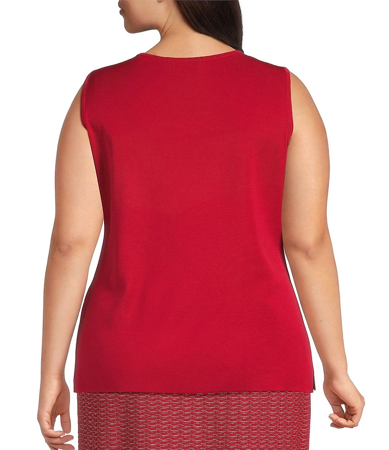 Ming Wang Plus Size Knit Scoop Neck Sleeveless Tank
