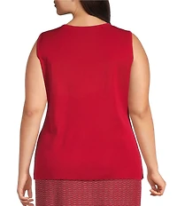 Ming Wang Plus Size Knit Scoop Neck Sleeveless Tank