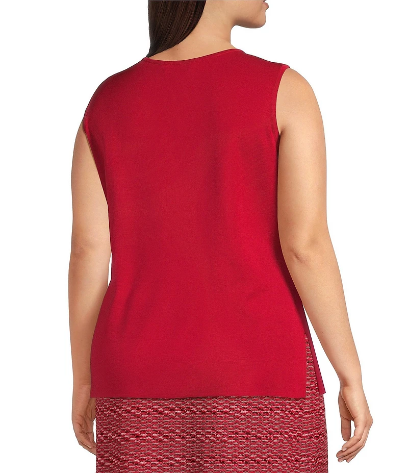 Ming Wang Plus Size Knit Scoop Neck Sleeveless Tank