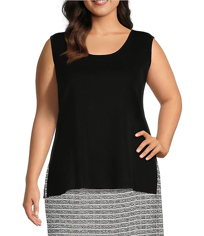 Ming Wang Plus Size Knit Scoop Neck Sleeveless Tank