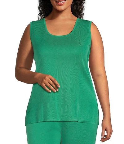 Ming Wang Plus Size Knit Scoop Neck Sleeveless Tank