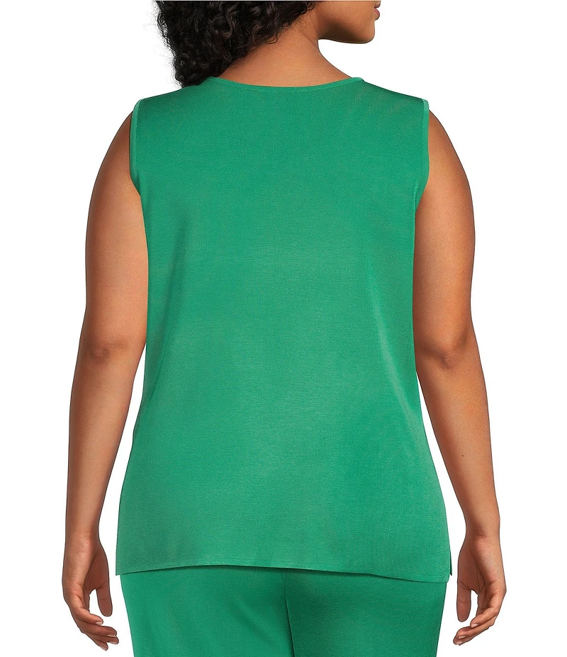 Ming Wang Plus Size Knit Scoop Neck Sleeveless Tank