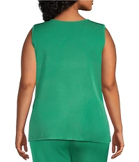 Ming Wang Plus Size Knit Scoop Neck Sleeveless Tank