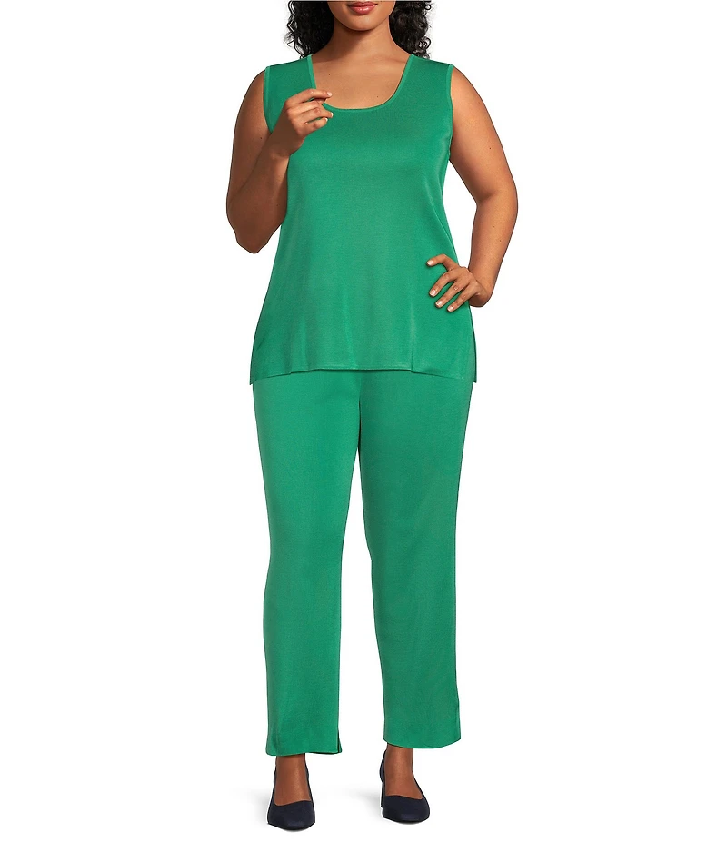 Ming Wang Plus Size Knit Scoop Neck Sleeveless Tank