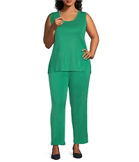 Ming Wang Plus Size Knit Scoop Neck Sleeveless Tank