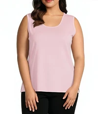 Ming Wang Plus Size Knit Scoop Neck Sleeveless Tank