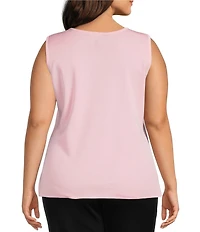 Ming Wang Plus Size Knit Scoop Neck Sleeveless Tank