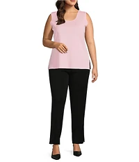 Ming Wang Plus Size Knit Scoop Neck Sleeveless Tank