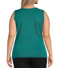 Ming Wang Plus Knit Scoop Neck Sleeveless Tank