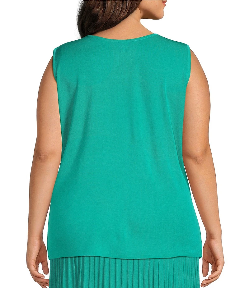Ming Wang Plus Knit Scoop Neck Sleeveless Tank