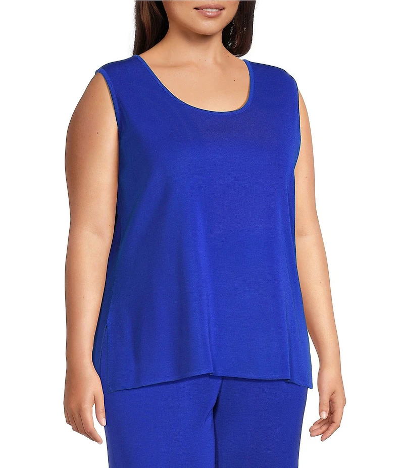 Ming Wang Plus Knit Scoop Neck Sleeveless Tank