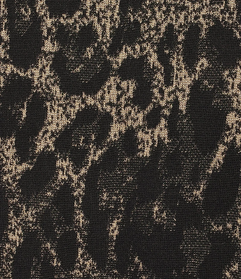 Ming Wang Plus Lurex Leopard Print Jacquard Knit Notch Long Sleeve Jacket